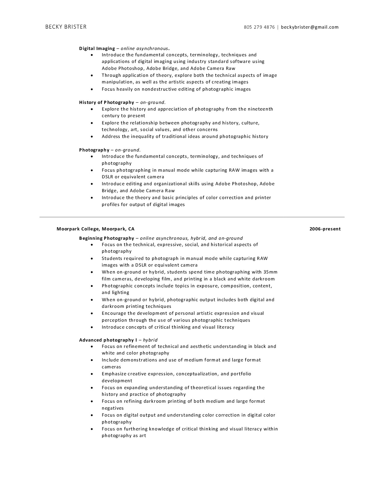 Resume - Becky Brister