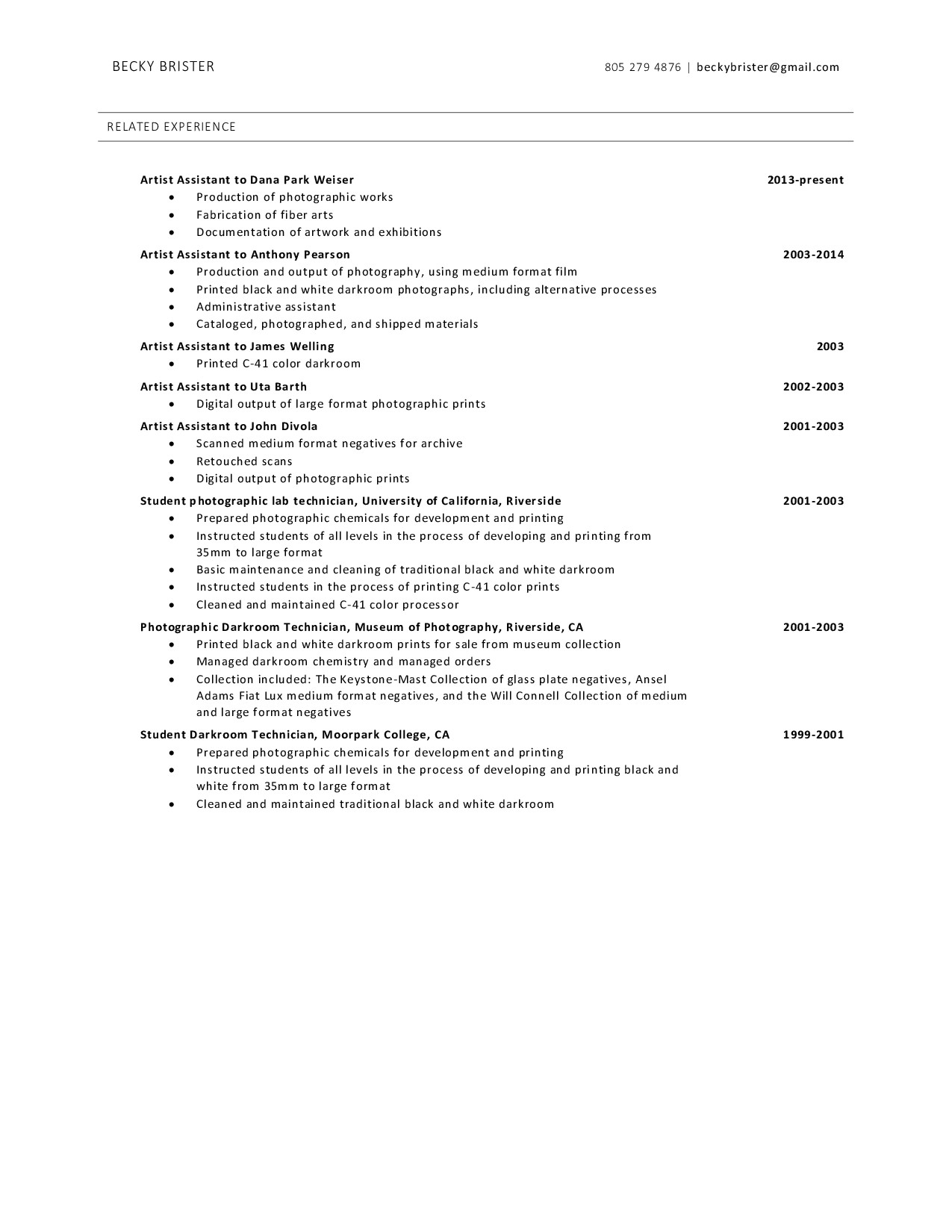 Resume - Becky Brister