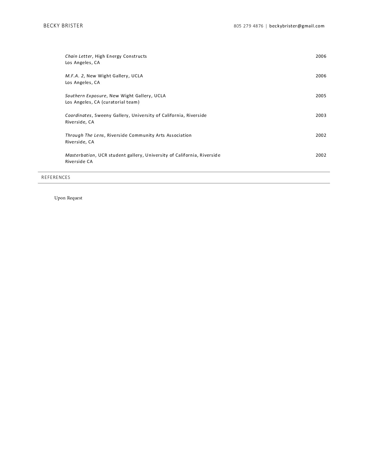 Resume - Becky Brister